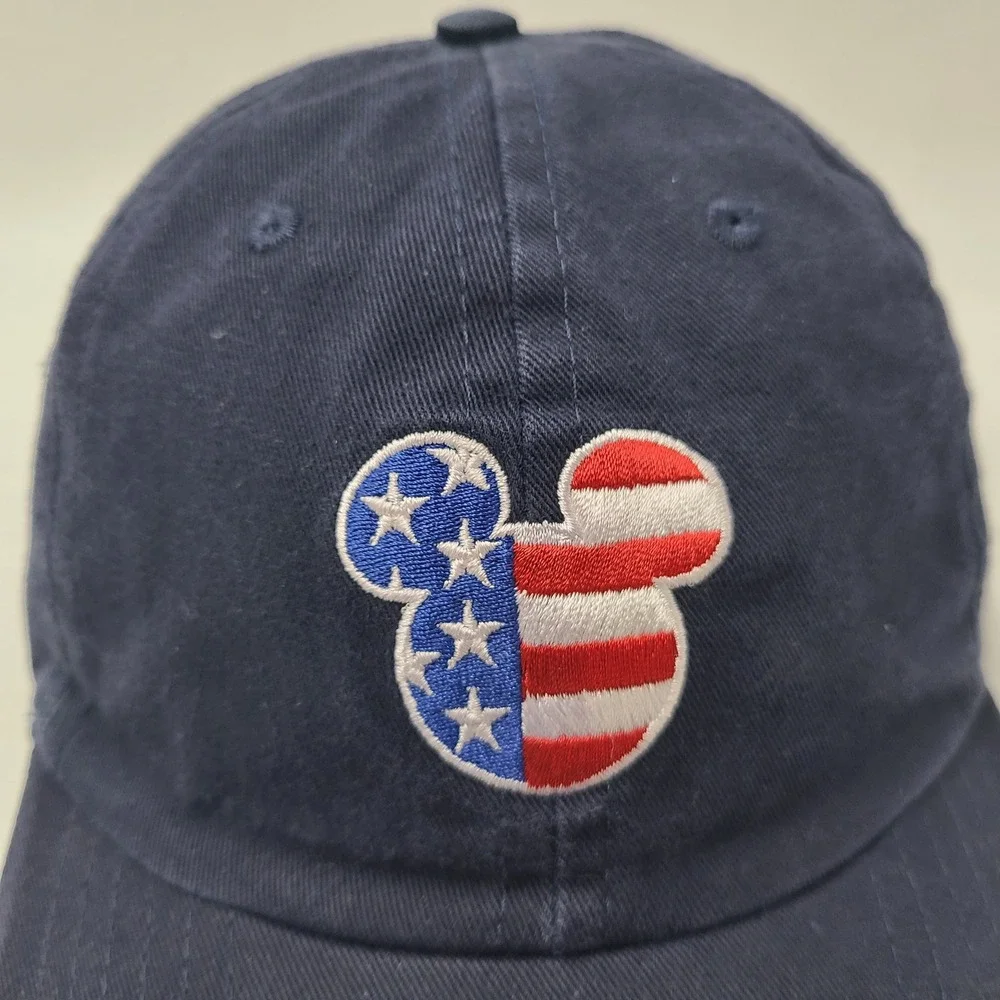 Walt Disney World Hat‎ Strapback Blue Red White Mickey Mouse USA Flag Logo Men